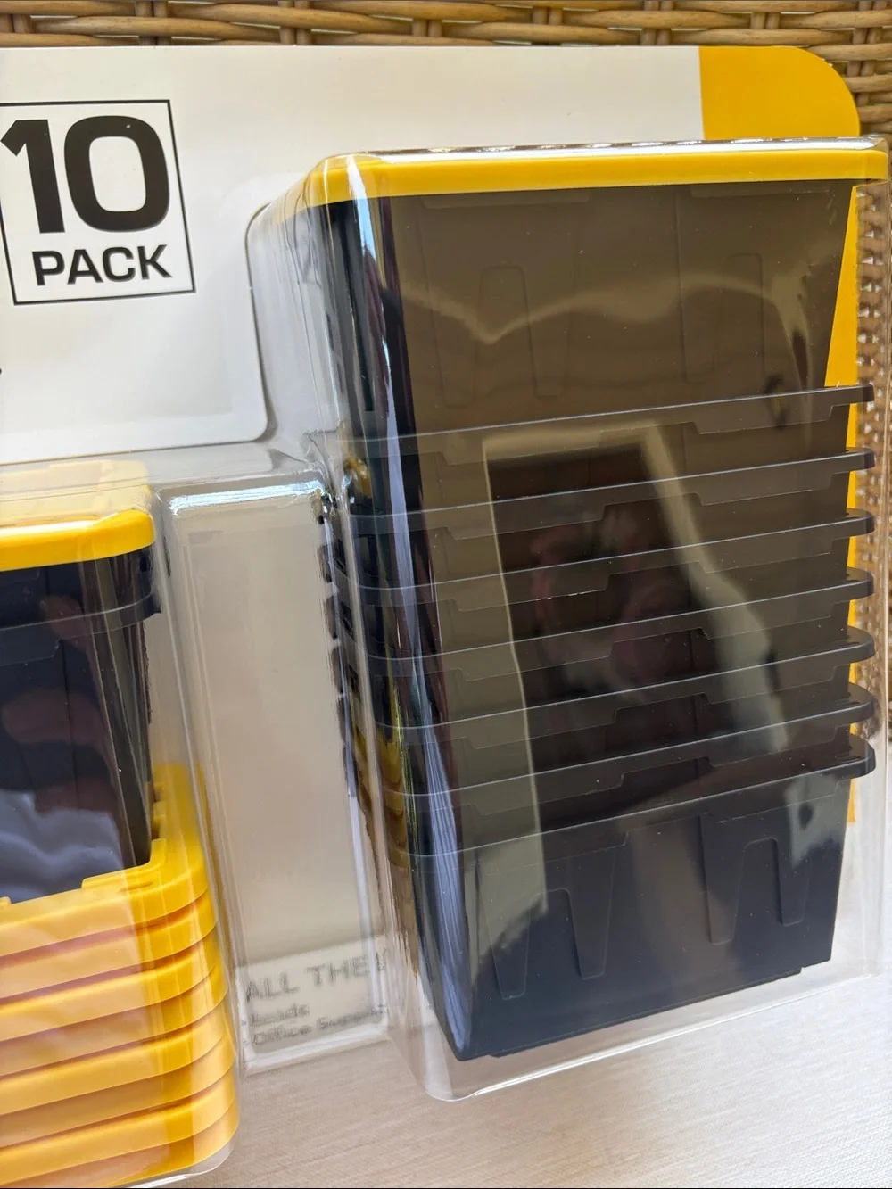 Green Made Mini Storage Bins 10-Pack — Yellow Lids with Black Bin Containers